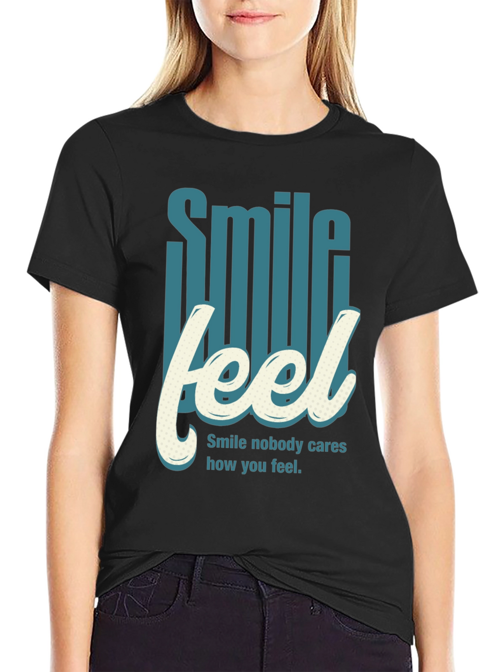 Smile Feel Graphic Tee - Mens Crew Neck T-Shirt