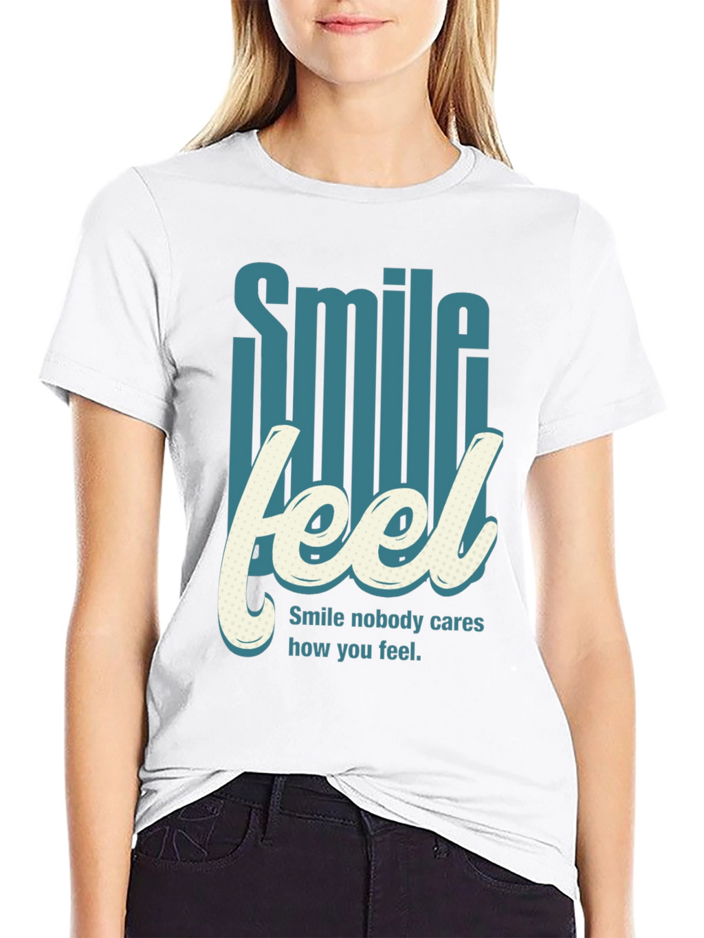 Smile Feel Graphic Tee - Mens Crew Neck T-Shirt