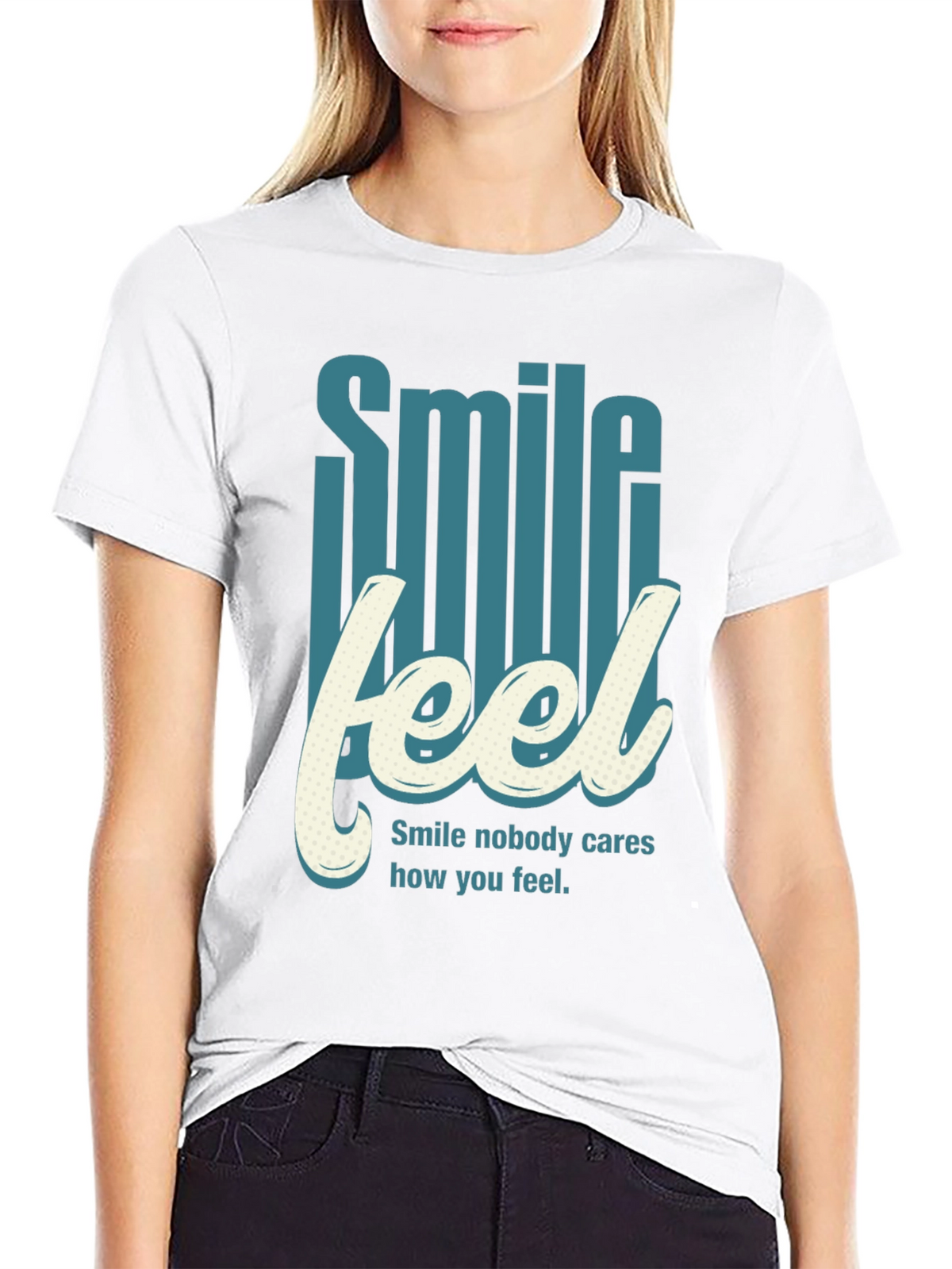 Smile Feel Graphic Tee - Mens Crew Neck T-Shirt
