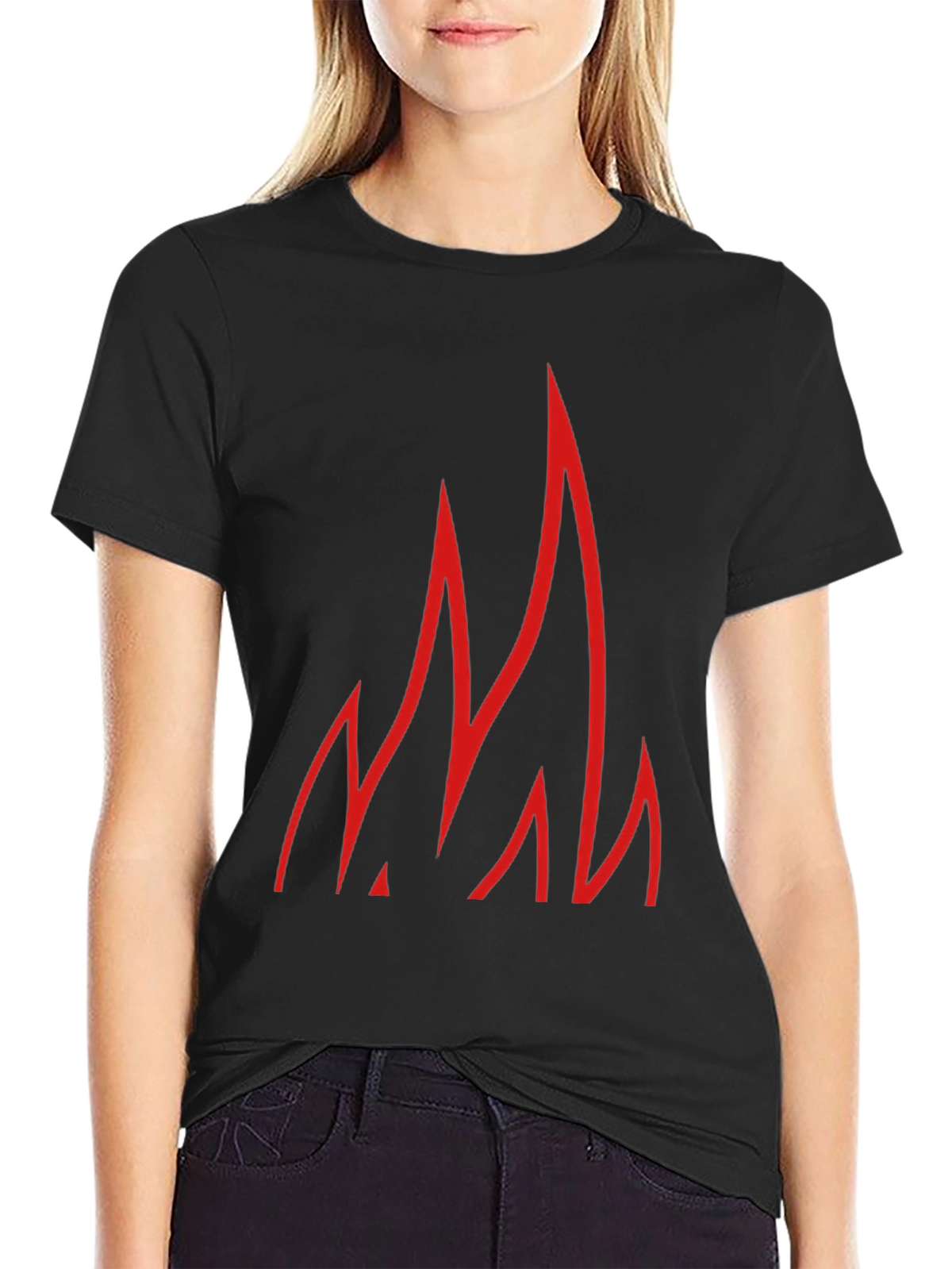 Red Flames Graphic Black T-Shirt