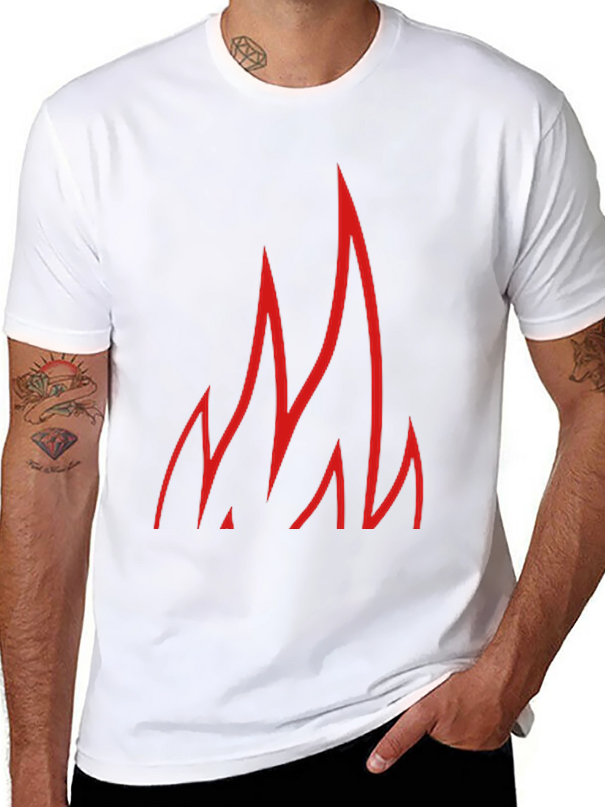 Red Flames Graphic Black T-Shirt