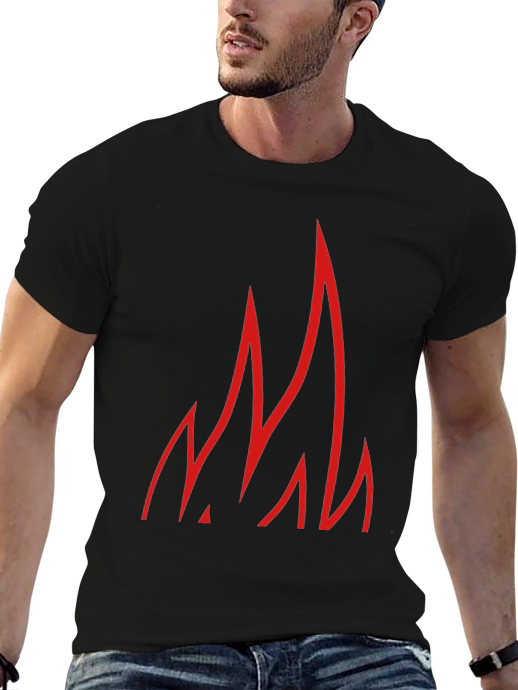 Red Flames Graphic Black T-Shirt