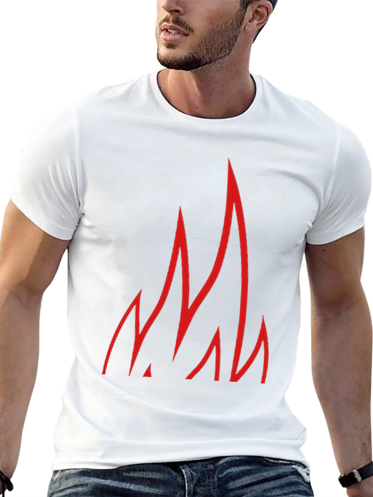 Red Flames Graphic Black T-Shirt
