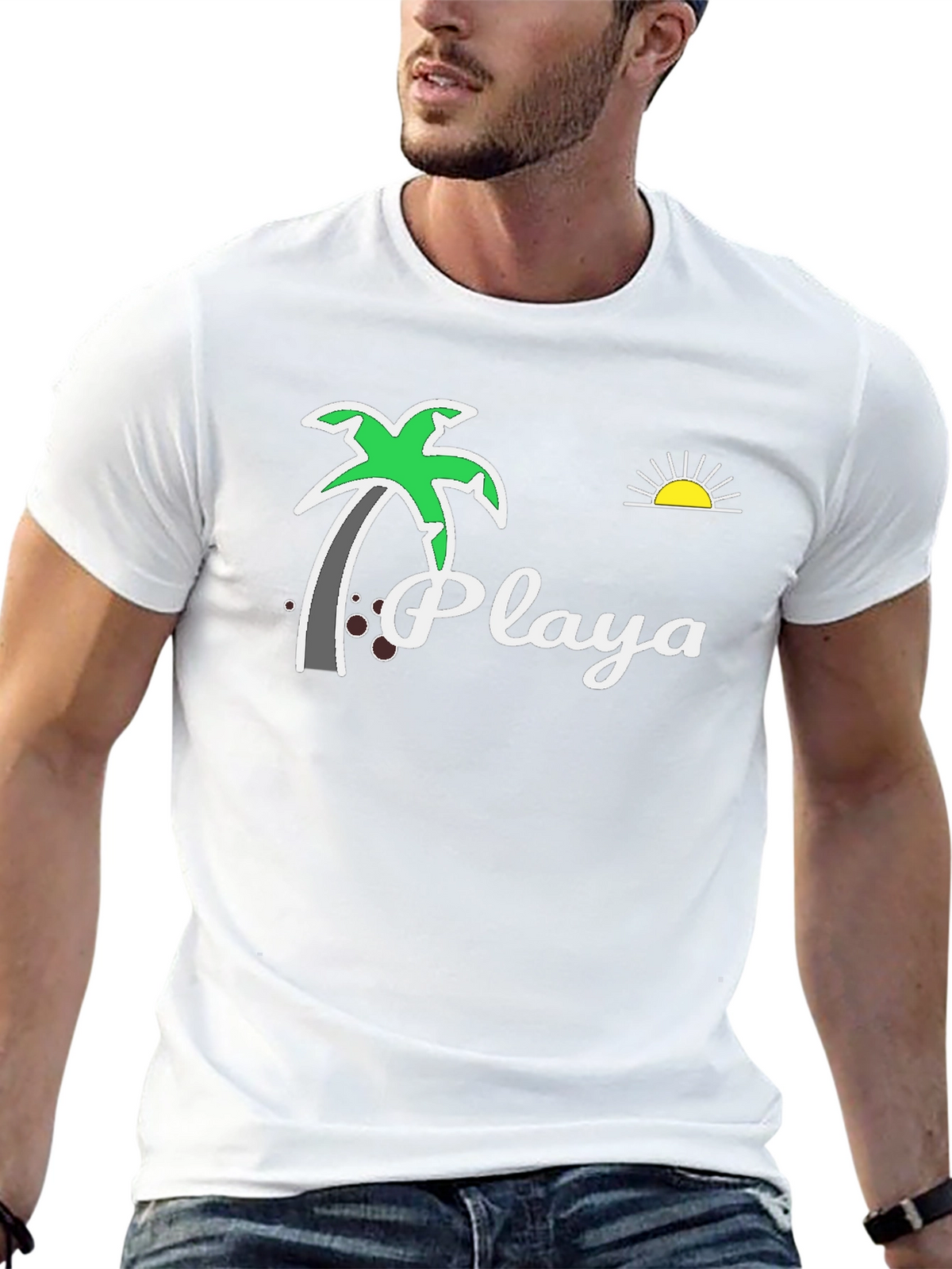 Playa Palm Tree Graphic Tee - Beach Vibes