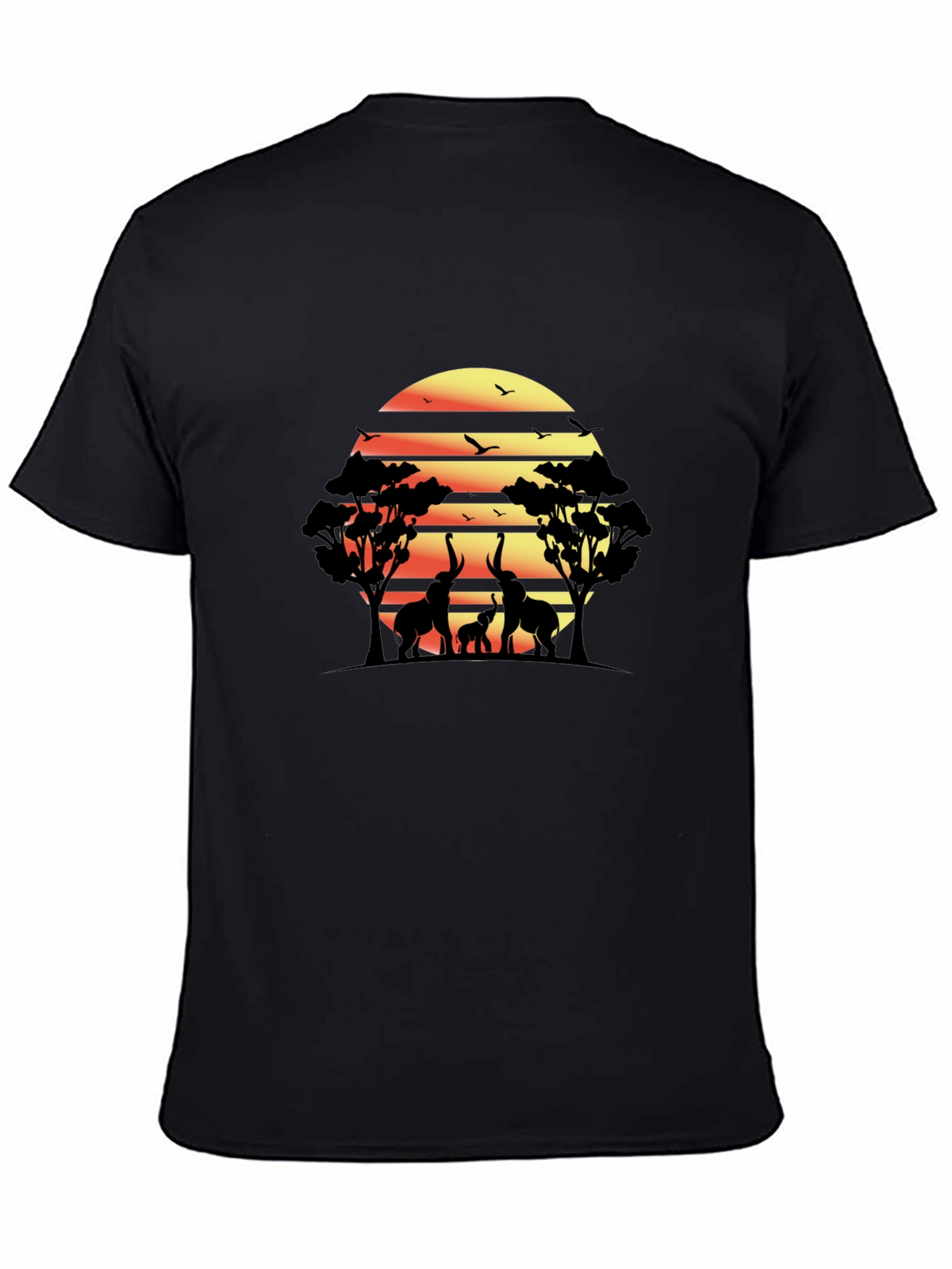 African Sunset Elephant Graphic Tee - Black