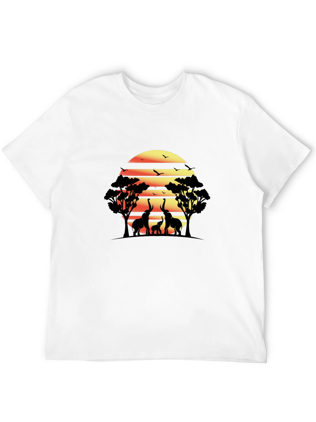 African Sunset Elephant Graphic Tee - Black