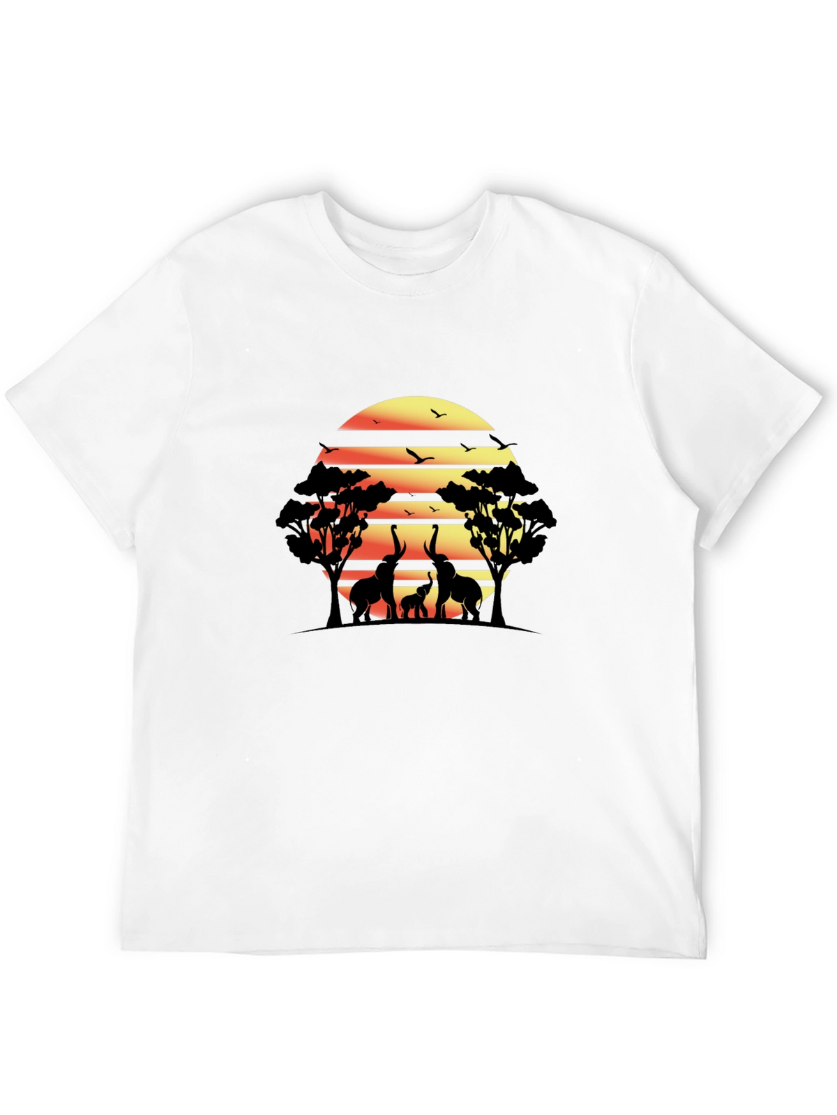 African Sunset Elephant Graphic Tee - Black