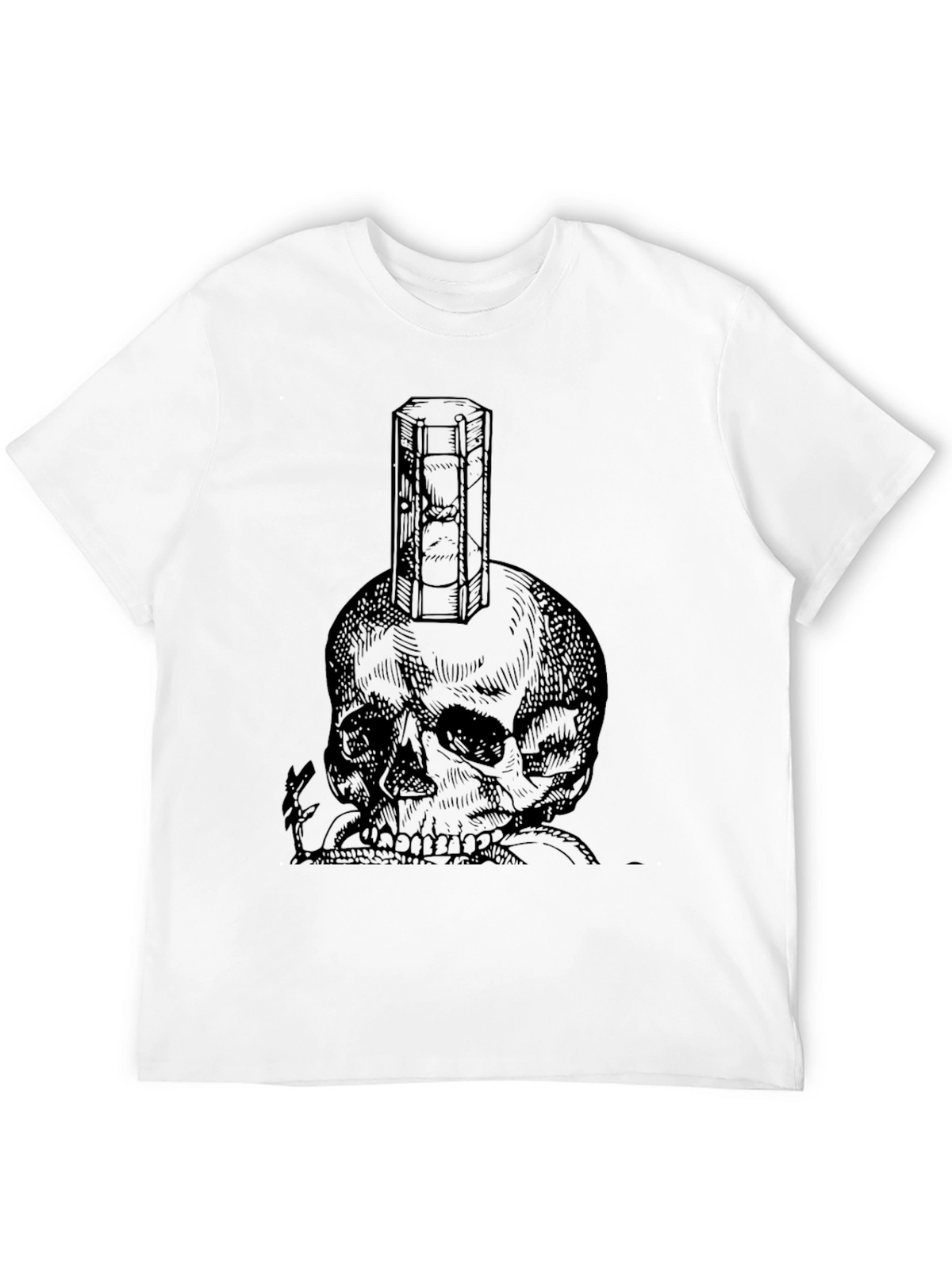 Skull & Hourglass Graphic Tee - Black Cotton