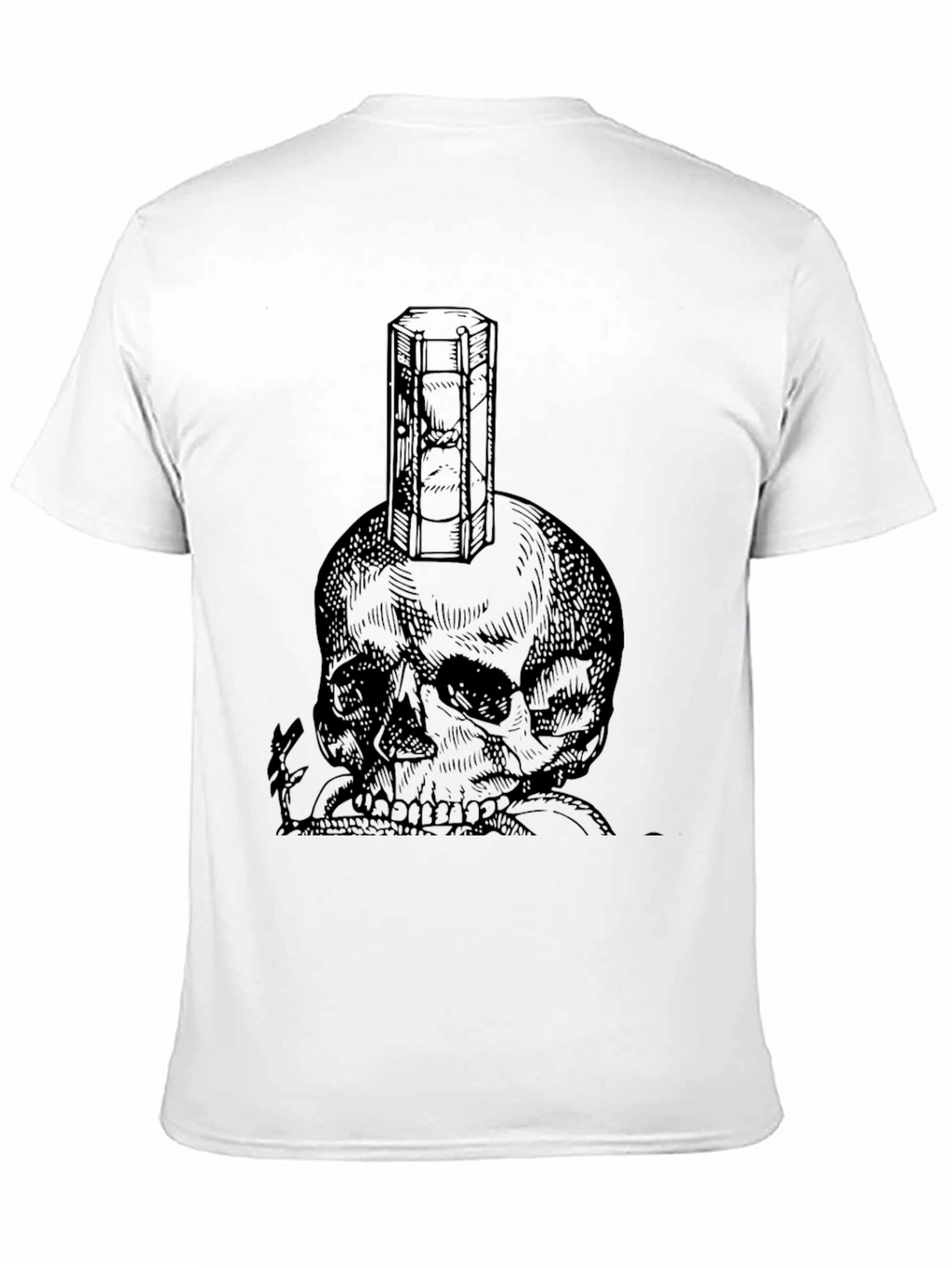 Skull & Hourglass Graphic Tee - Black Cotton