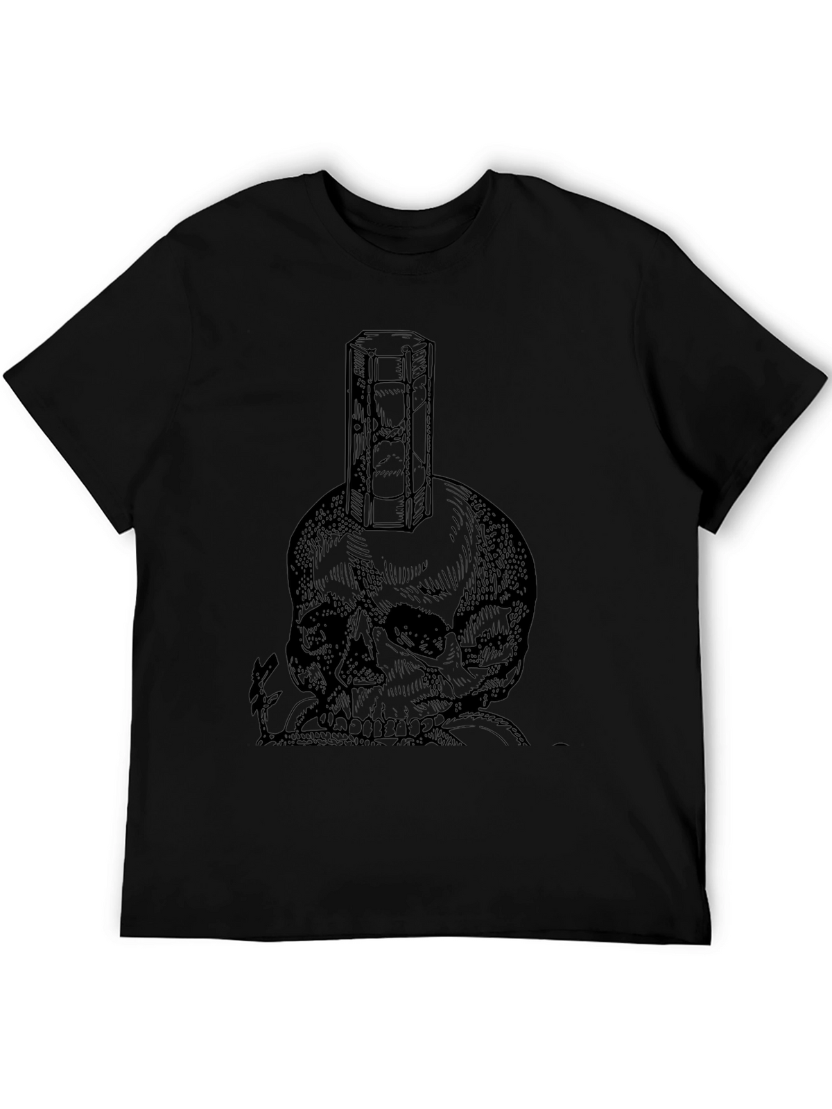 Skull & Hourglass Graphic Tee - Black Cotton