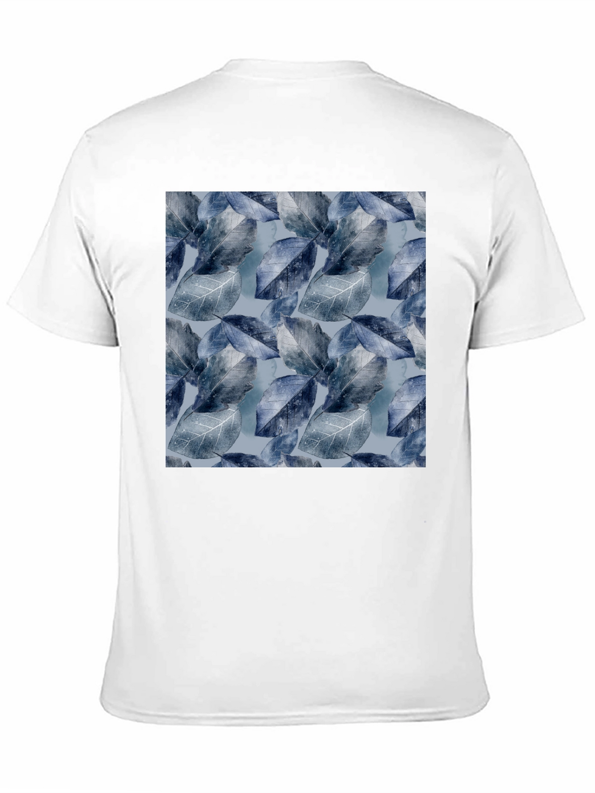 Blue Leaf Pattern Crew Neck Tee