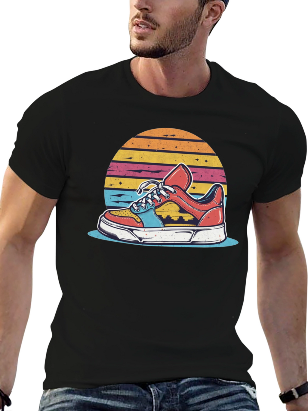 Retro Sneaker Graphic Tee - Black