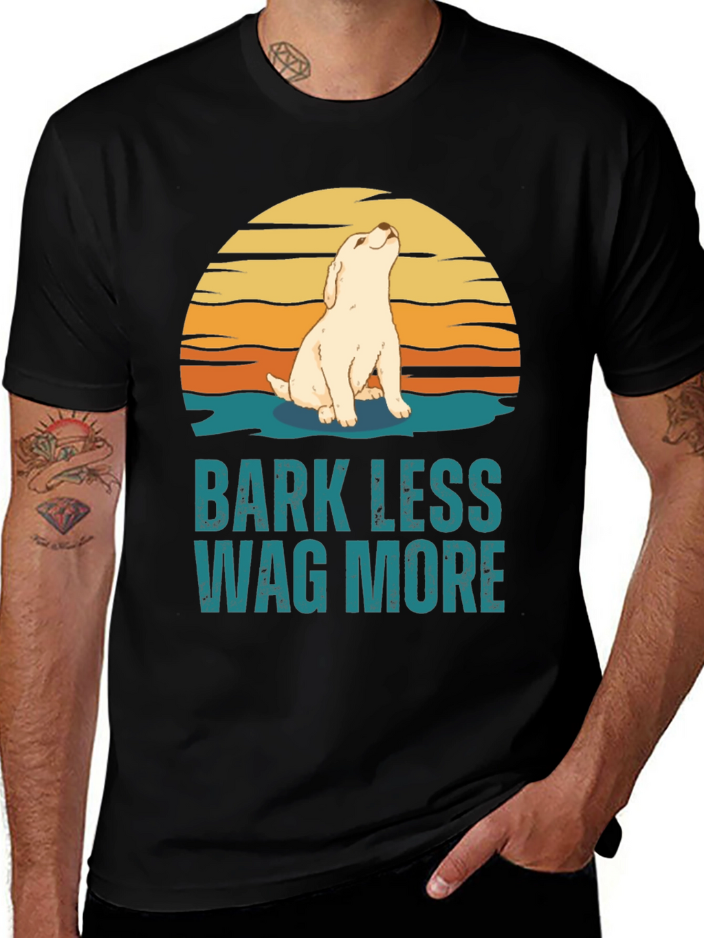 Bark Less Wag More Dog Graphic Tee