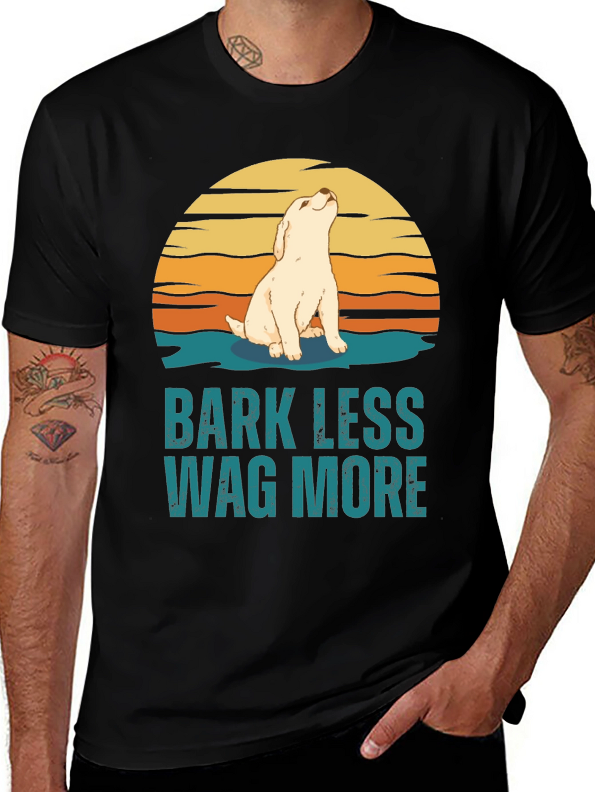 Bark Less Wag More Dog Graphic Tee