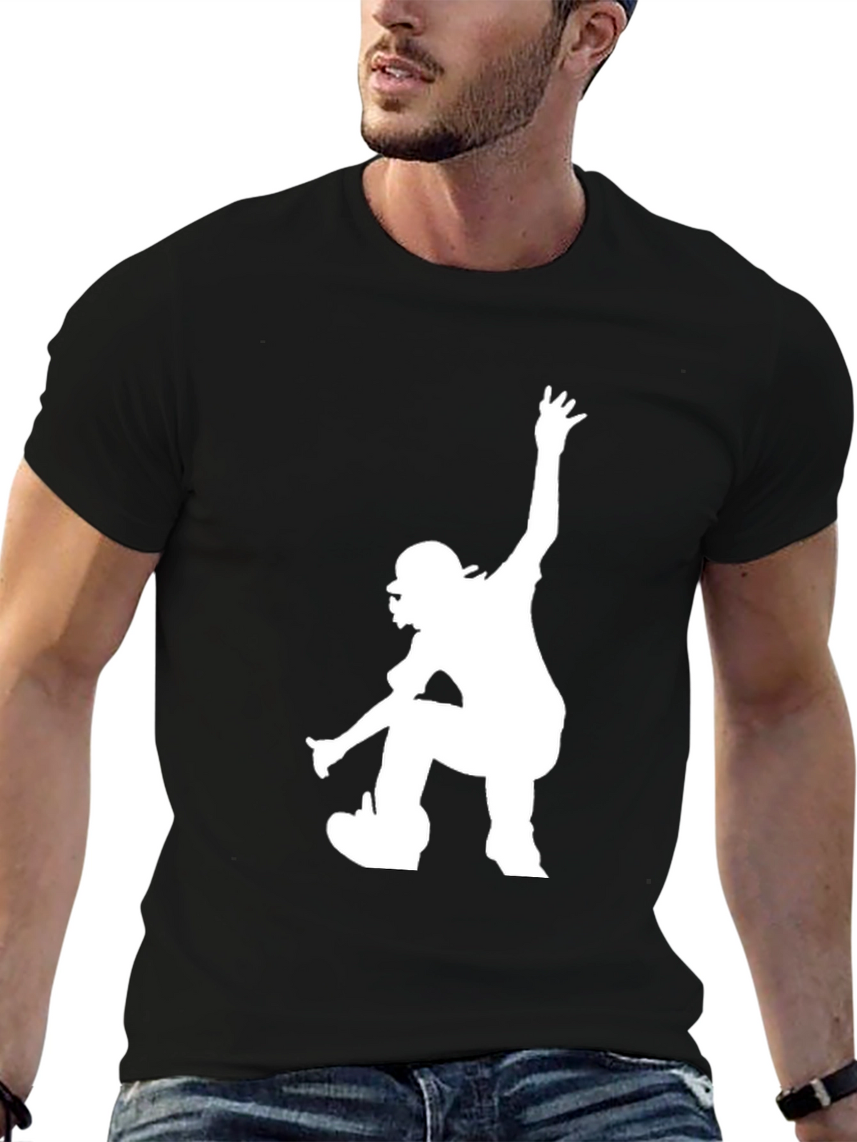 Cool Skater Graphic Black Tee - Casual Style