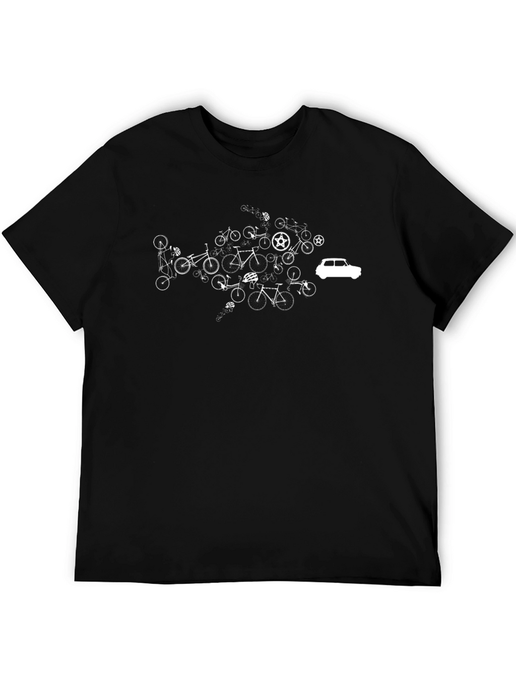 Bicycle Car T-Shirt - Black Cotton Tee