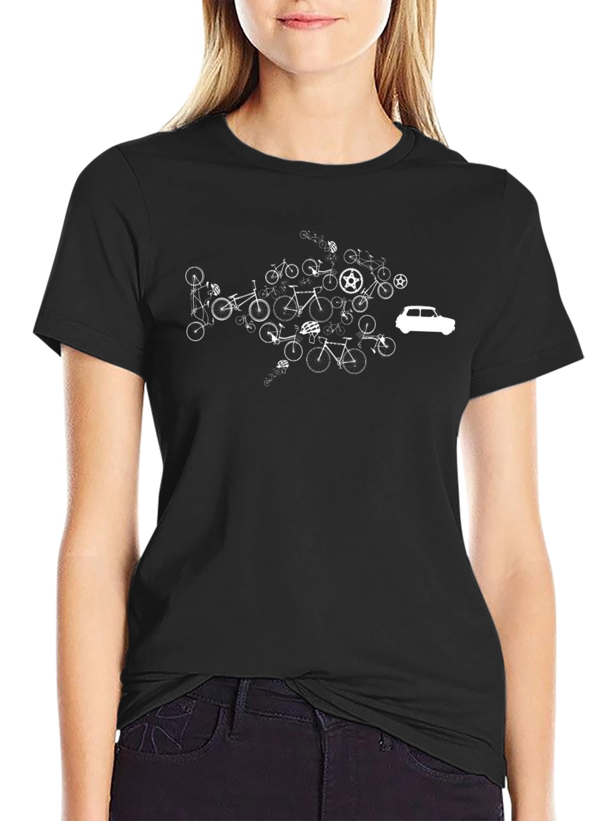 Bicycle Car T-Shirt - Black Cotton Tee