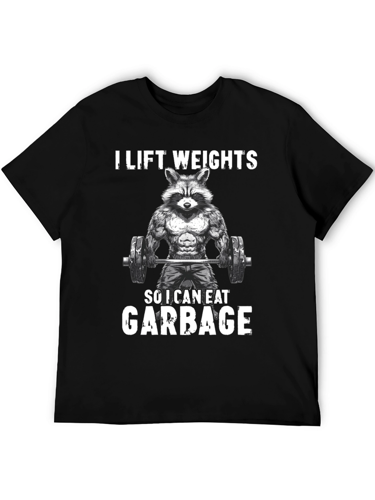Funny Raccoon Weightlifting Graphic Tee