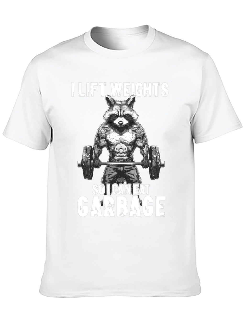 Funny Raccoon Weightlifting Graphic Tee