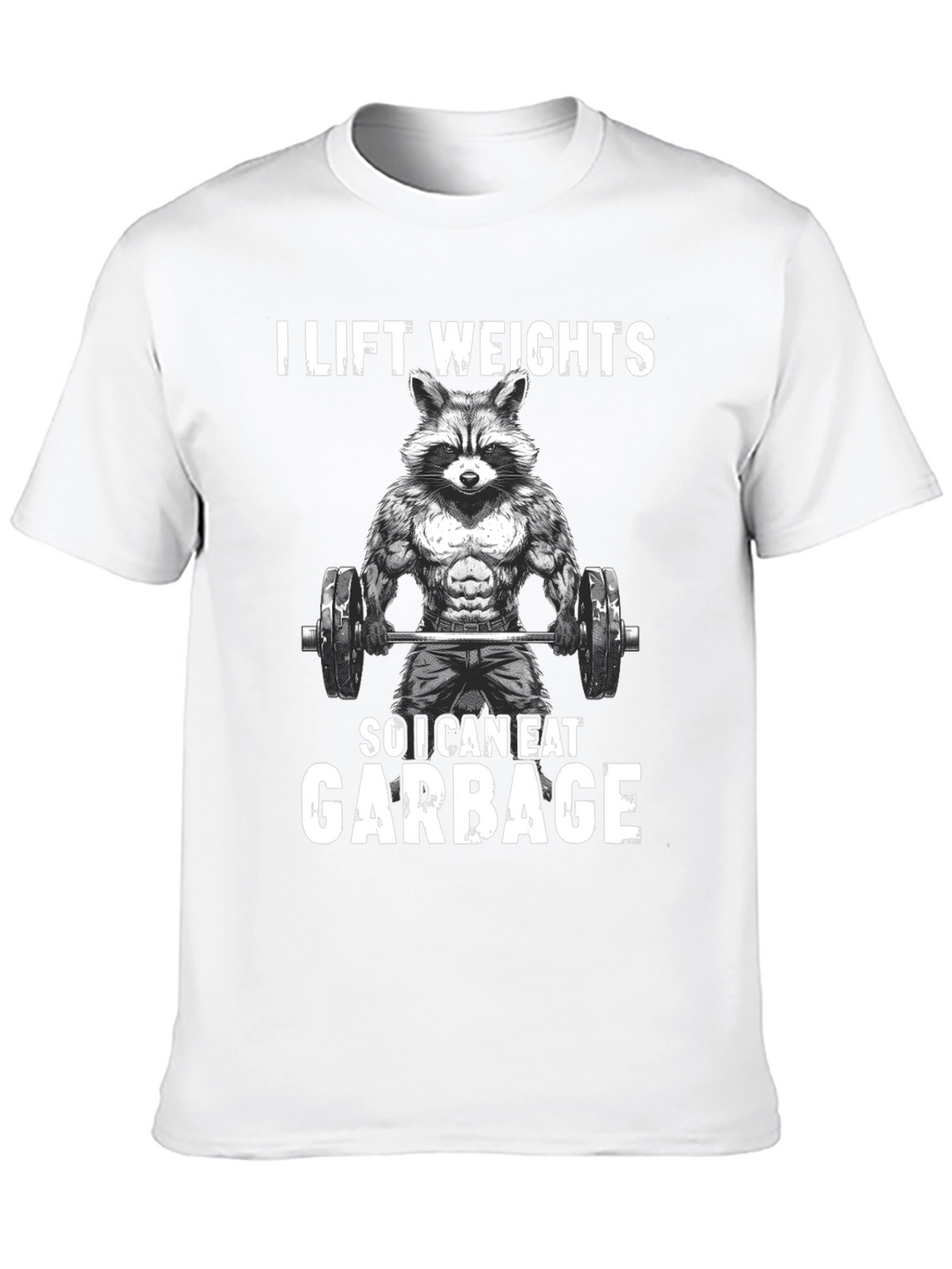 Funny Raccoon Weightlifting Graphic Tee