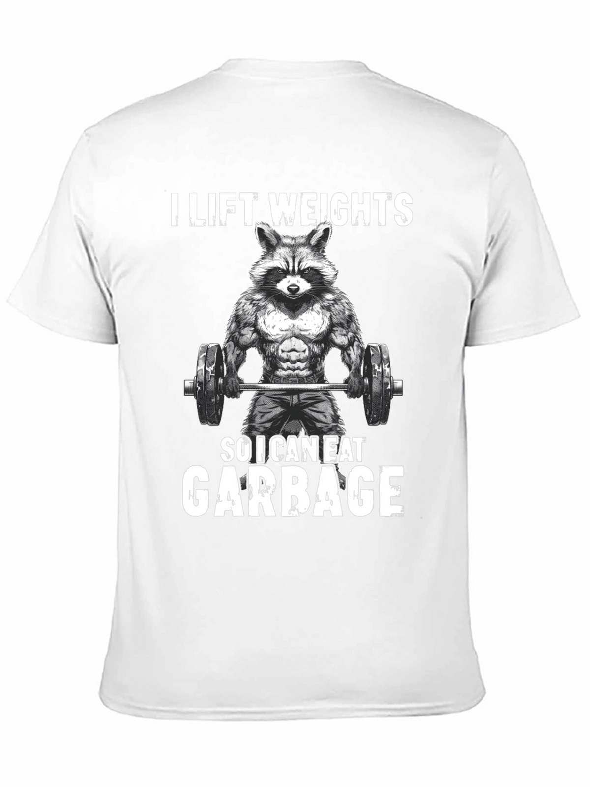Funny Raccoon Weightlifting Graphic Tee