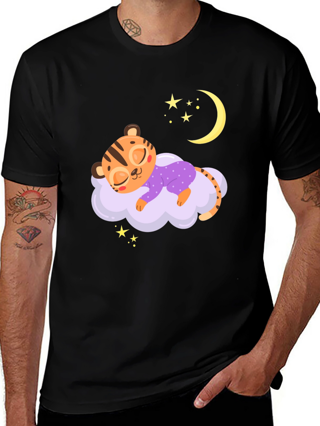 Cute Sleeping Tiger on Cloud T-Shirt