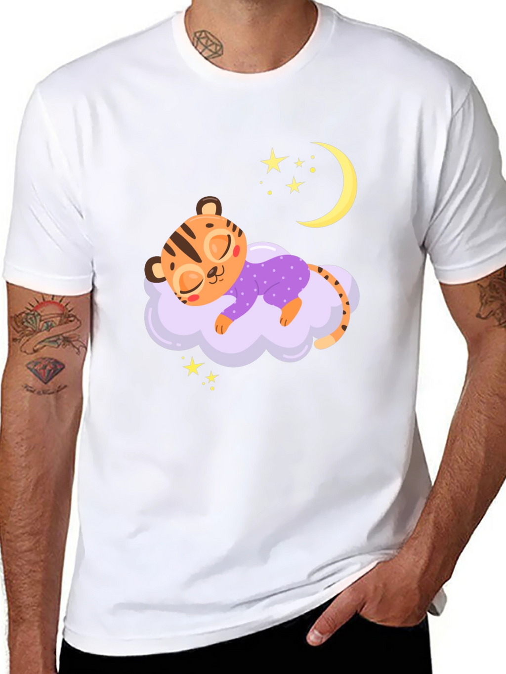 Cute Sleeping Tiger on Cloud T-Shirt