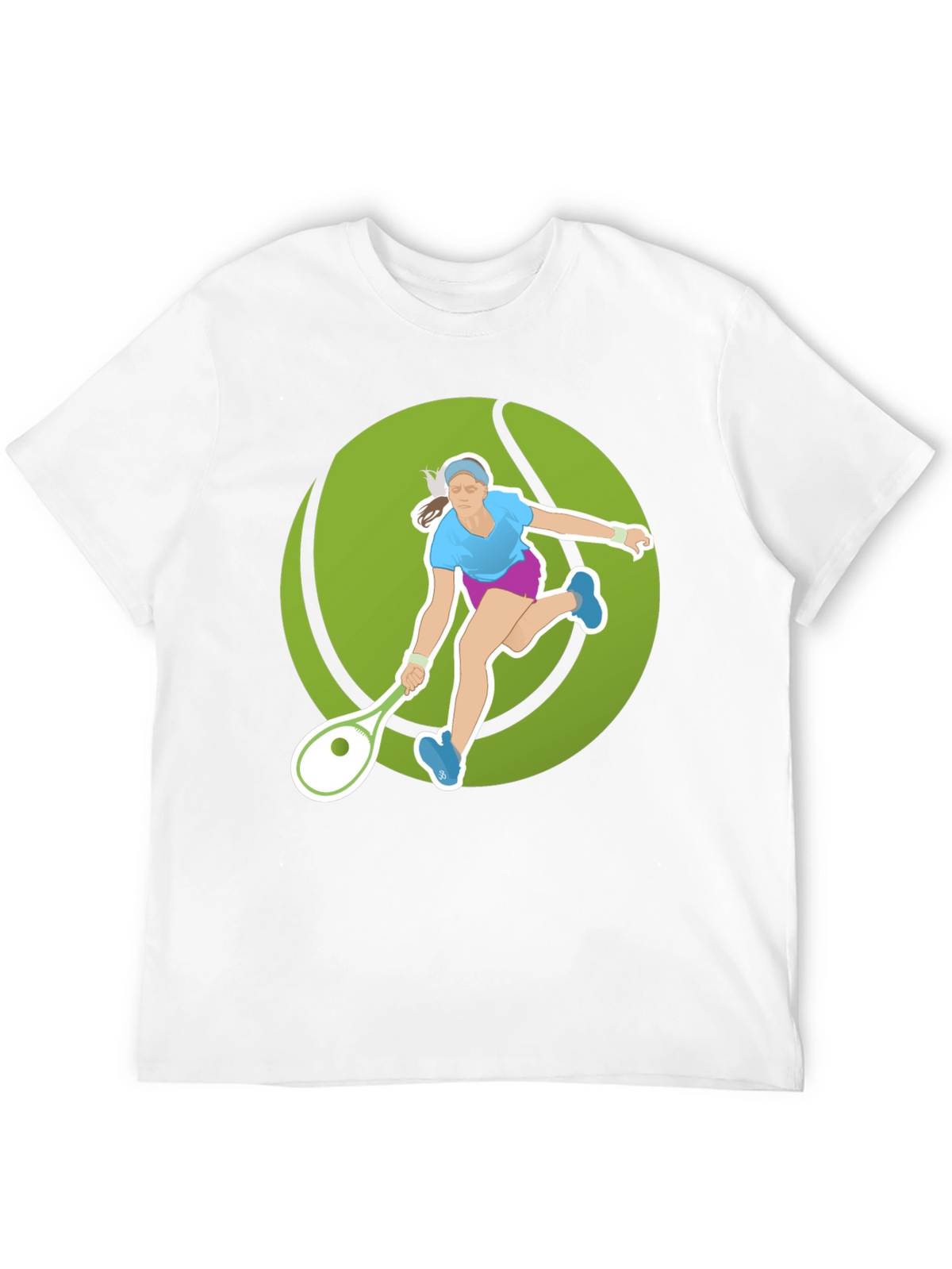 Tennis Player Graphic Tee - Black Cotton Blend