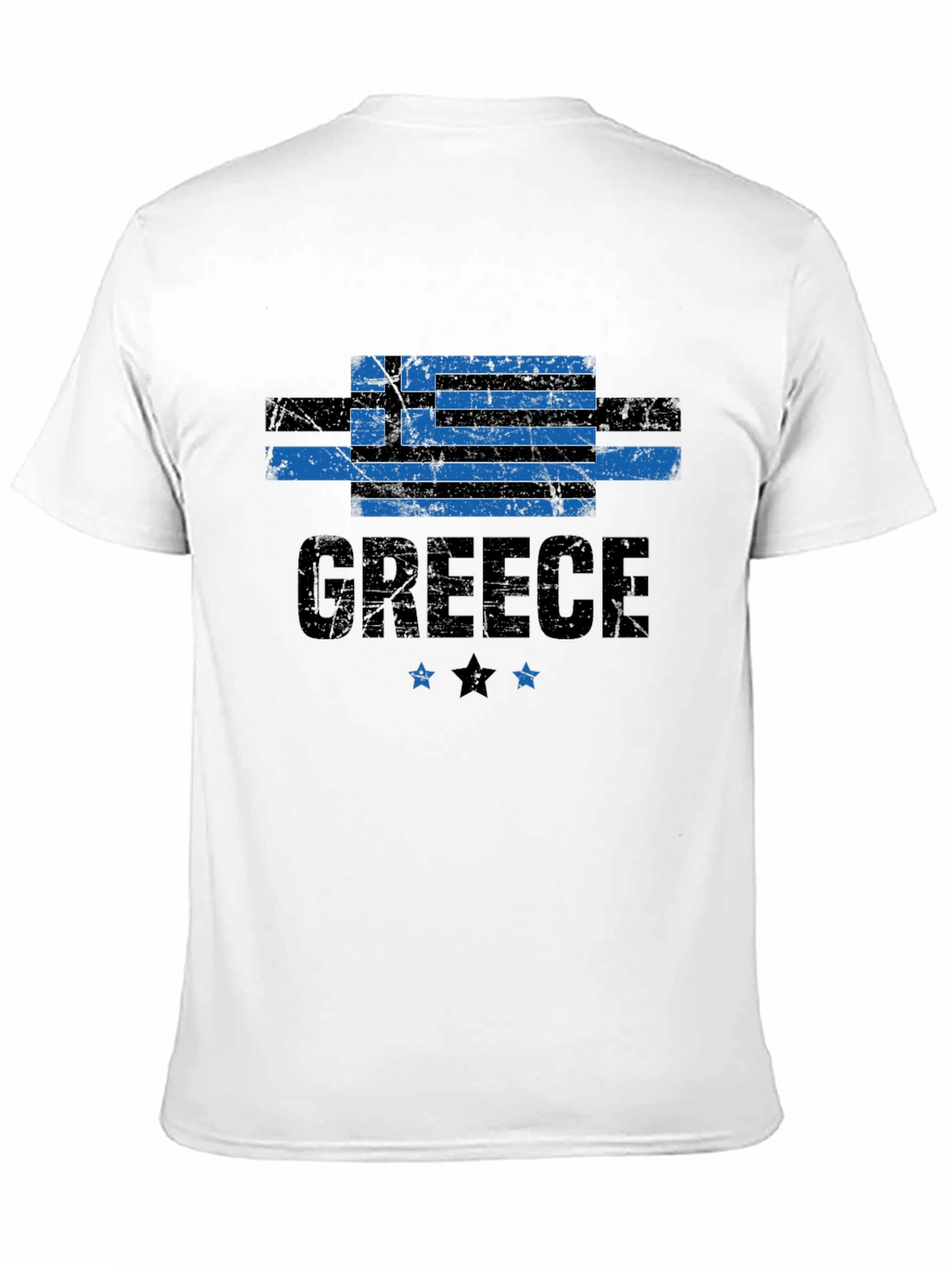 Greece Flag T-Shirt - Black Distressed Look