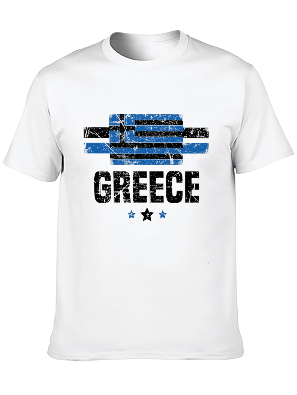 Greece Flag T-Shirt - Black Distressed Look