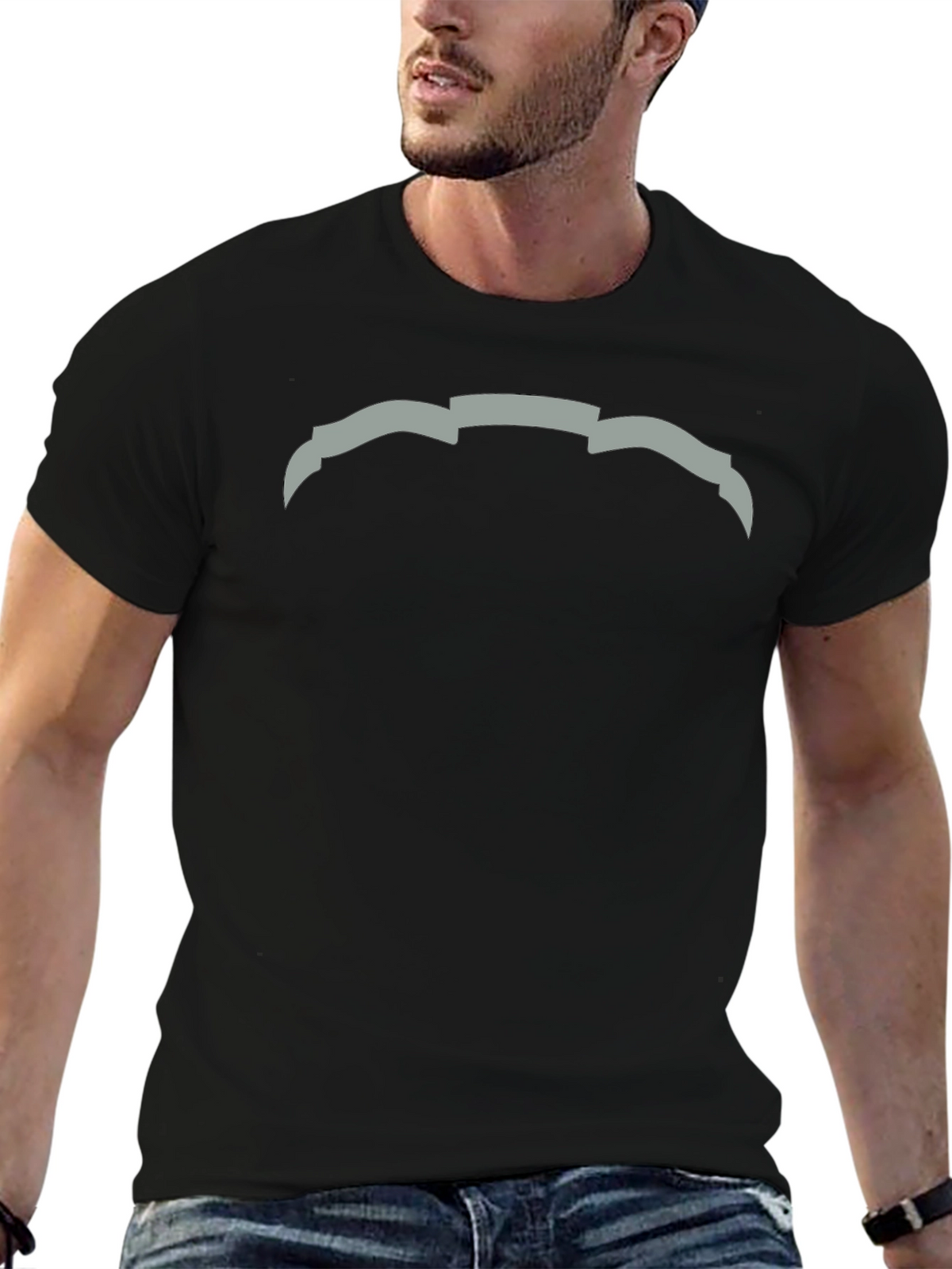 Modern Graphic Tee - Abstract Design Black Cotton Casual