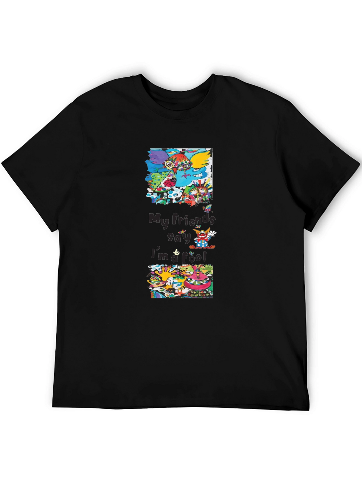 Cartoon Character Graphic Print Black T-Shirt