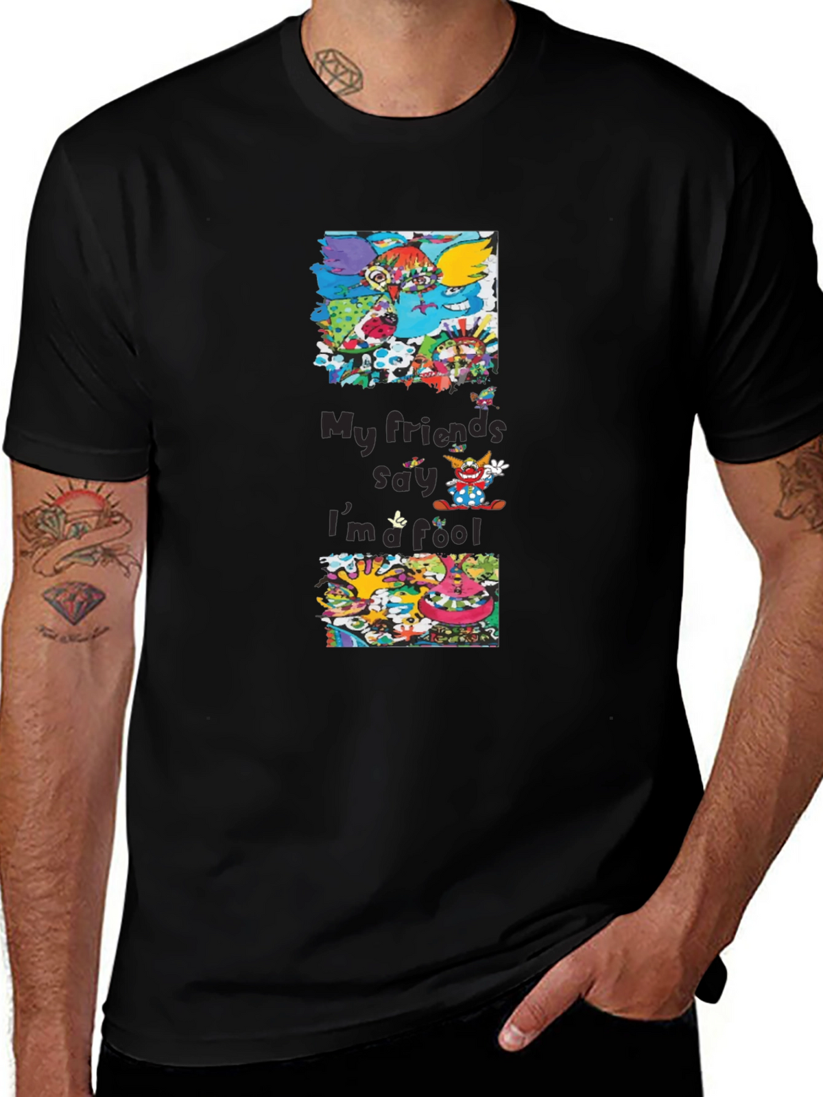 Cartoon Character Graphic Print Black T-Shirt