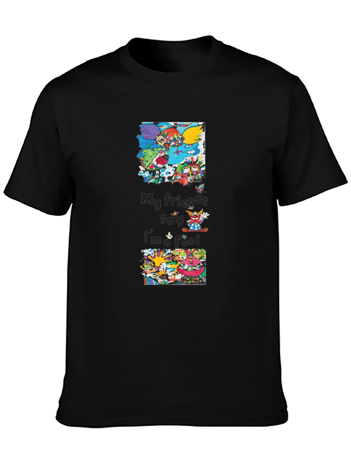 Cartoon Character Graphic Print Black T-Shirt