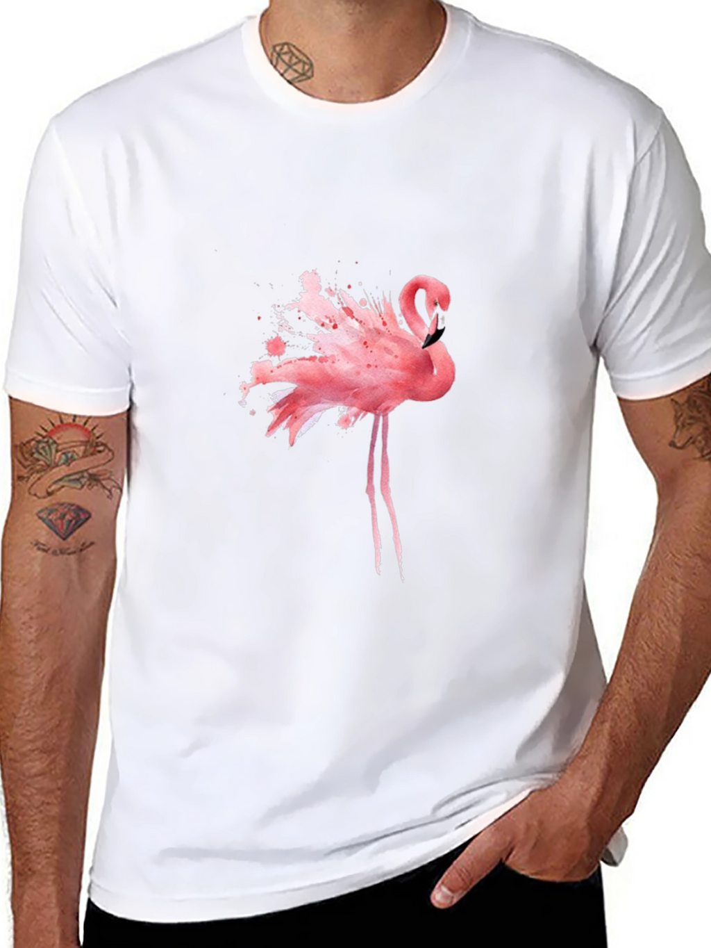 Flamingo Splash Graphic Tee - Black