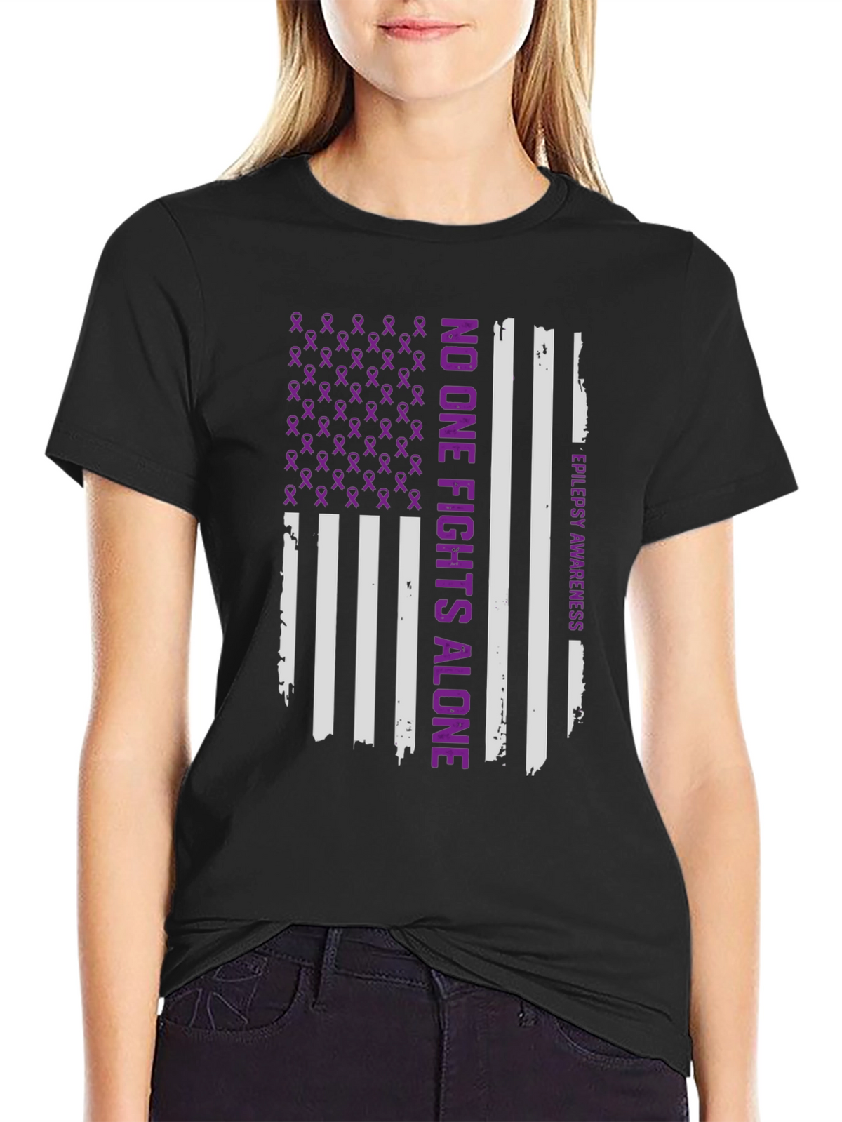 Epilepsy Awareness T-Shirt: No One Fights Alone
