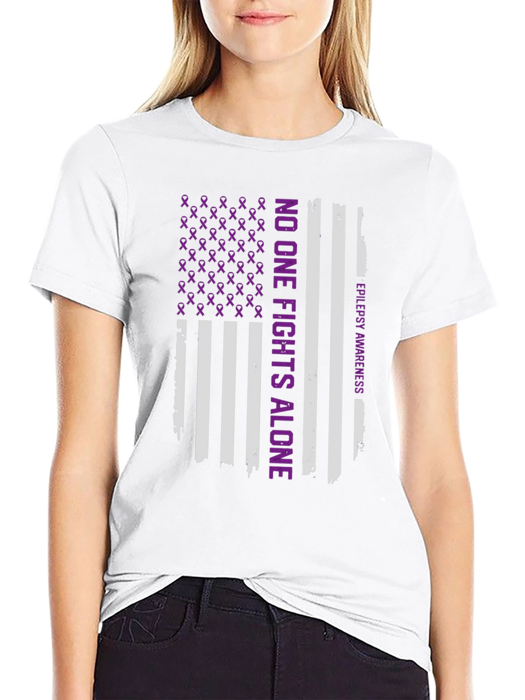 Epilepsy Awareness T-Shirt: No One Fights Alone
