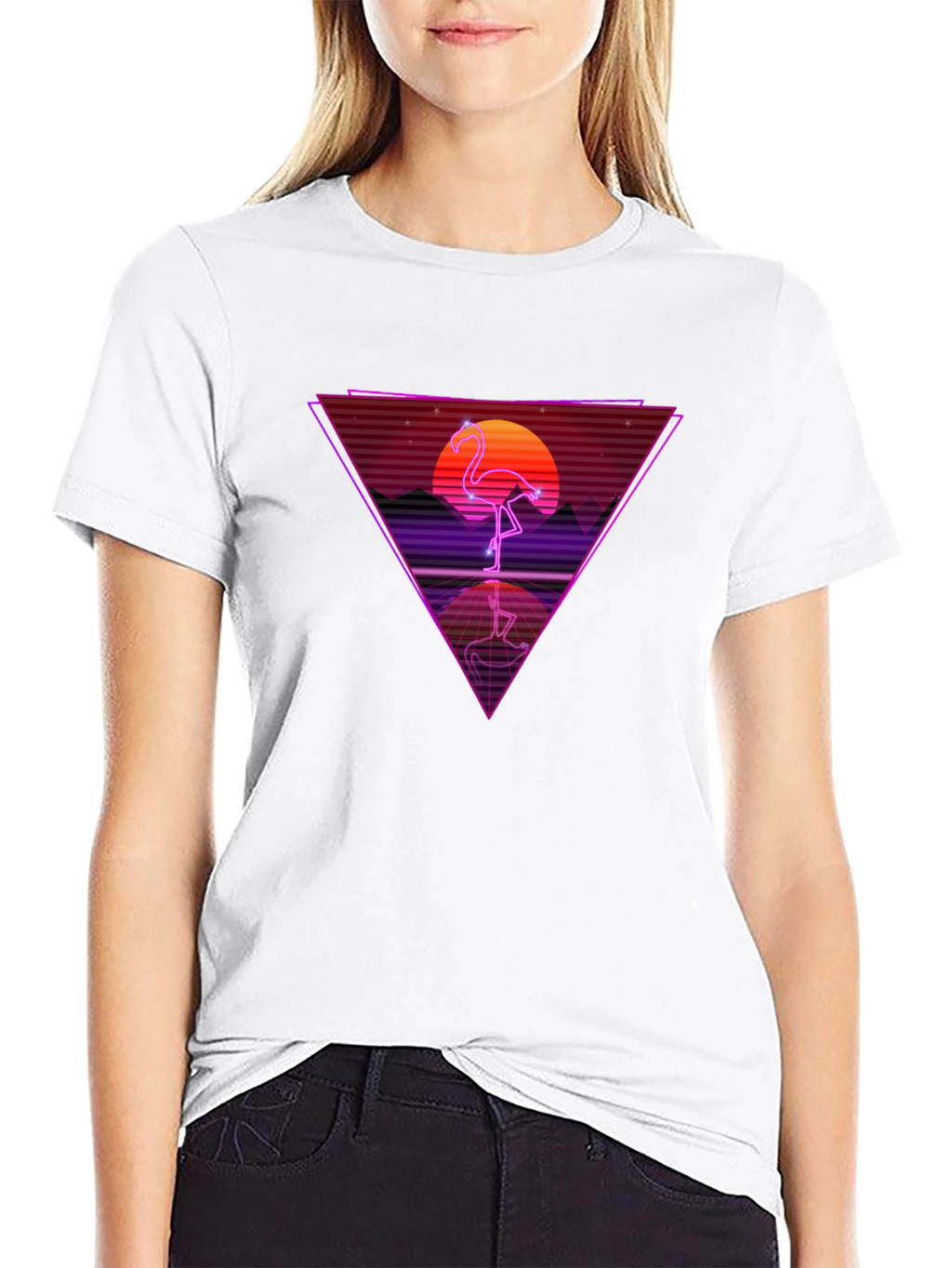 Retro Flamingo T-Shirt - Synthwave Design