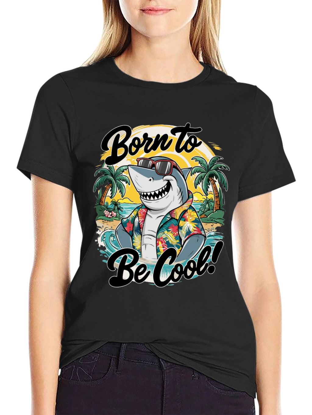 Born to Be Cool Shark Graphic T-Shirt