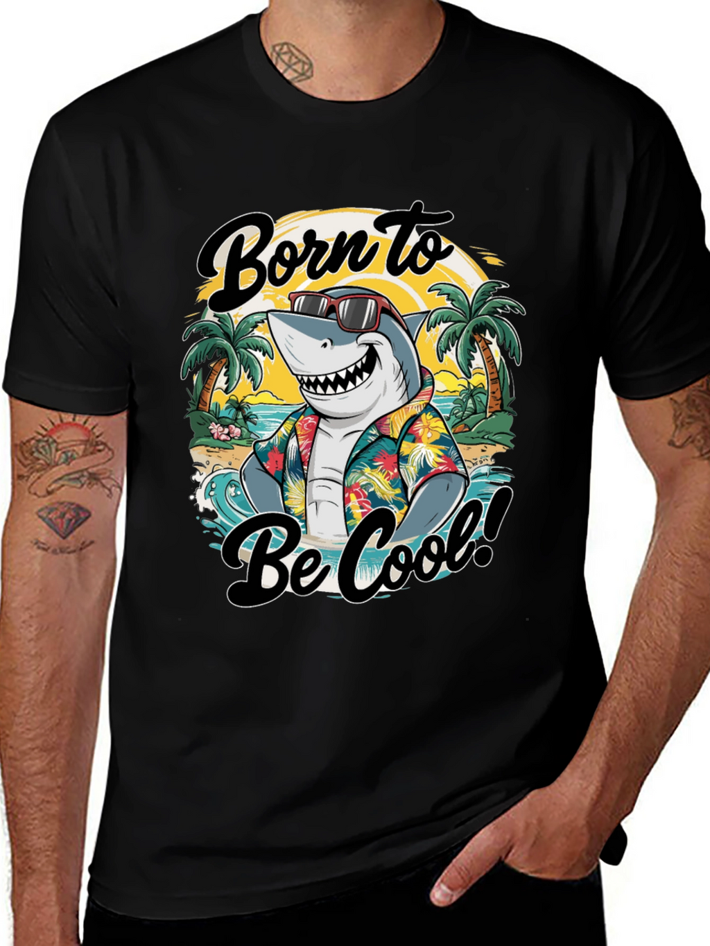Born to Be Cool Shark Graphic T-Shirt