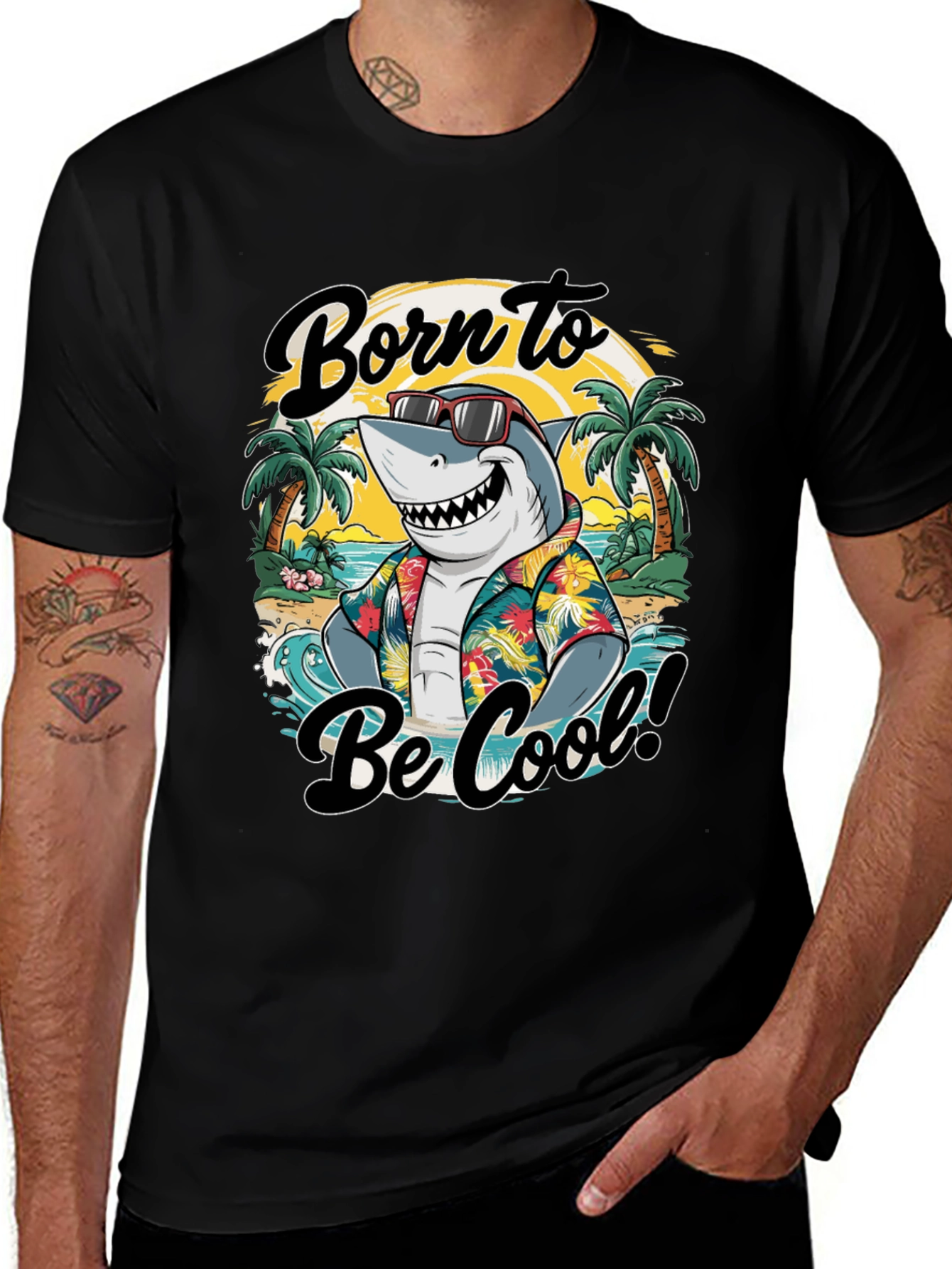 Born to Be Cool Shark Graphic T-Shirt