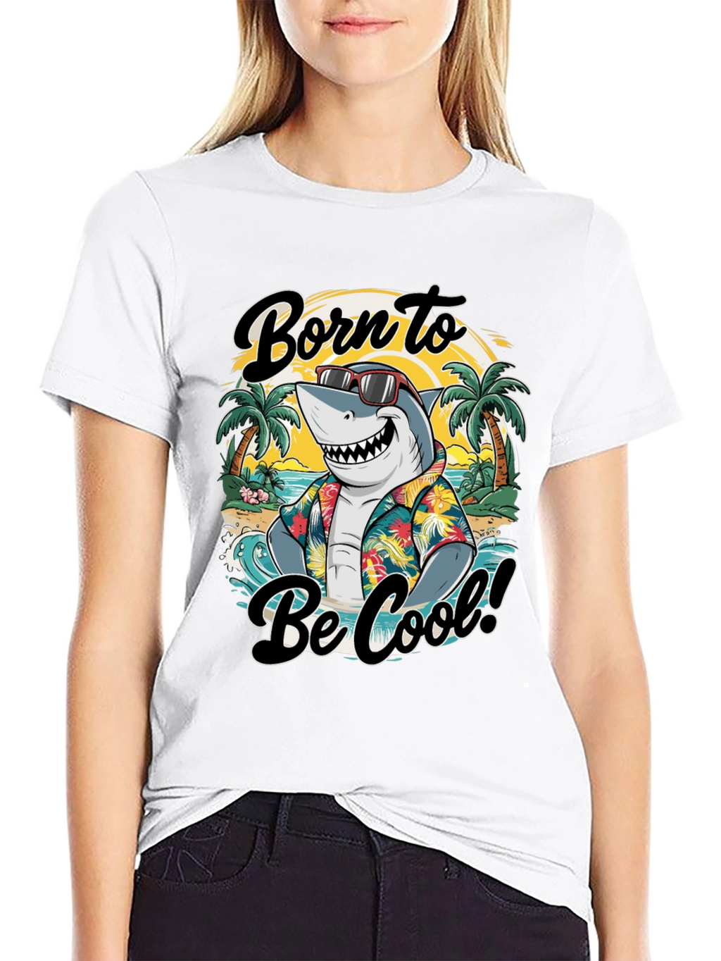 Born to Be Cool Shark Graphic T-Shirt