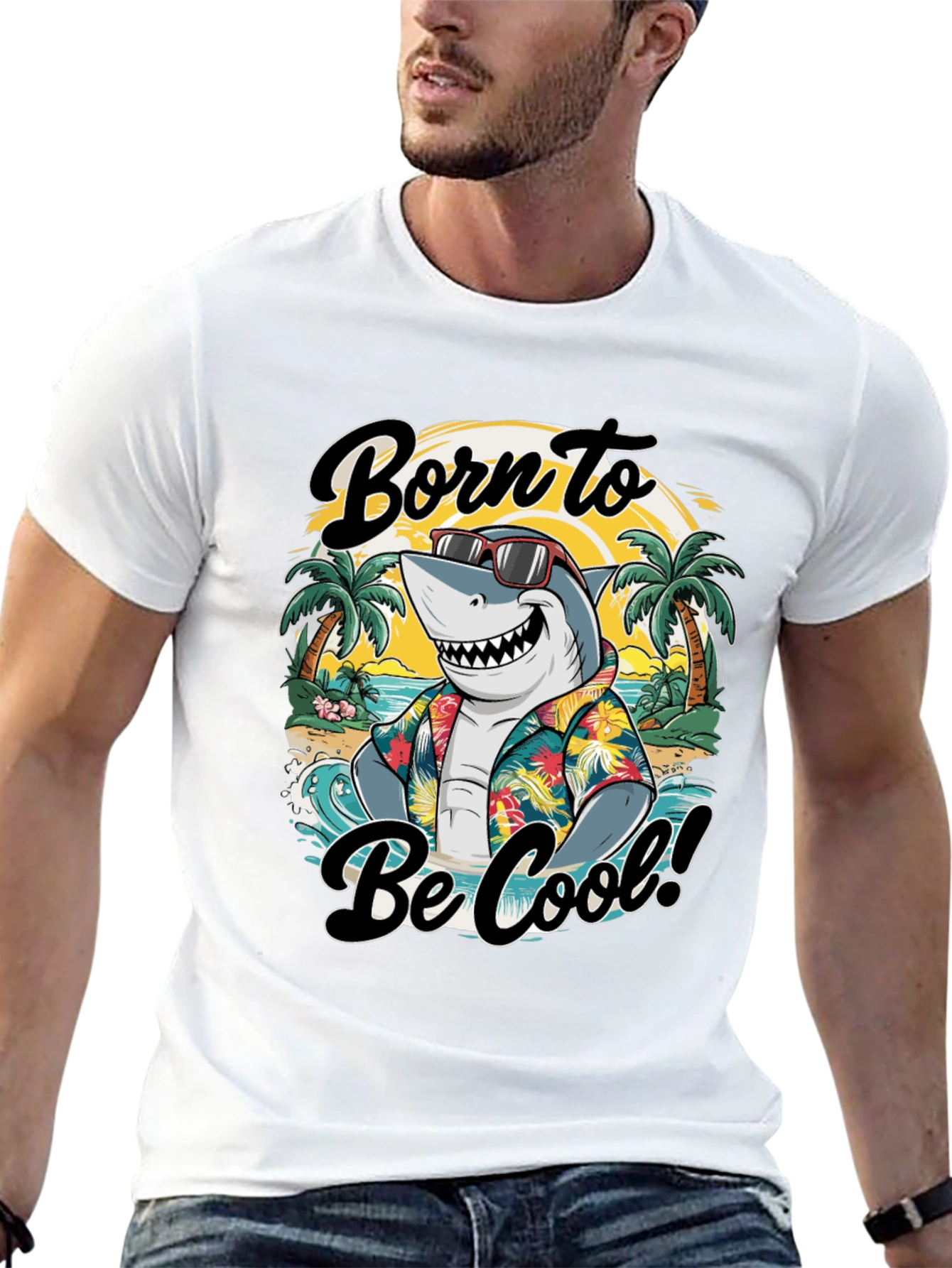 Born to Be Cool Shark Graphic T-Shirt