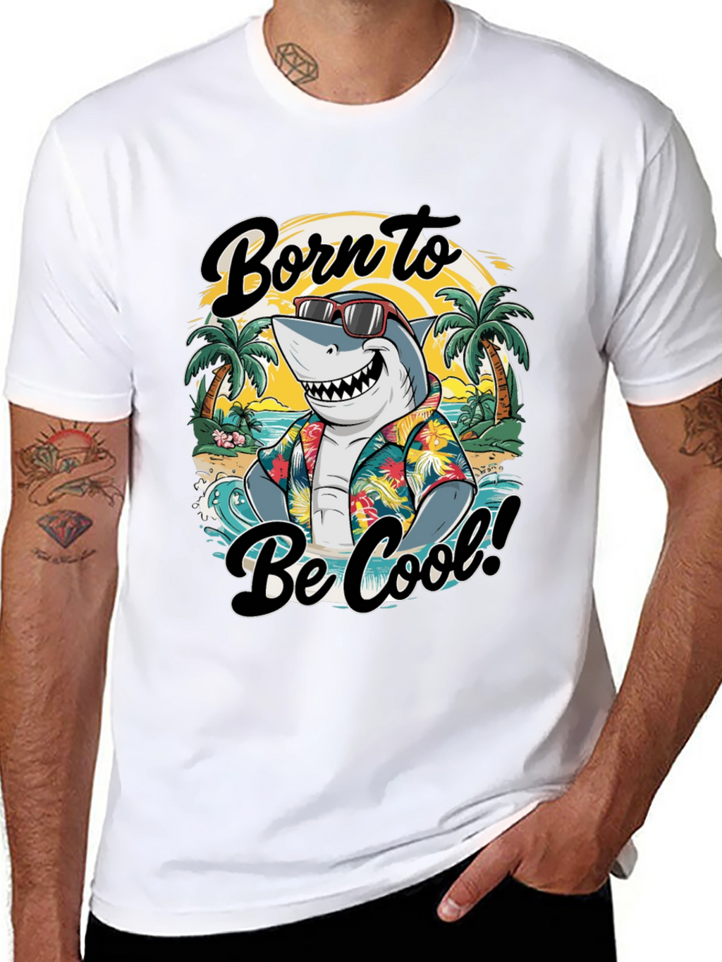 Born to Be Cool Shark Graphic T-Shirt
