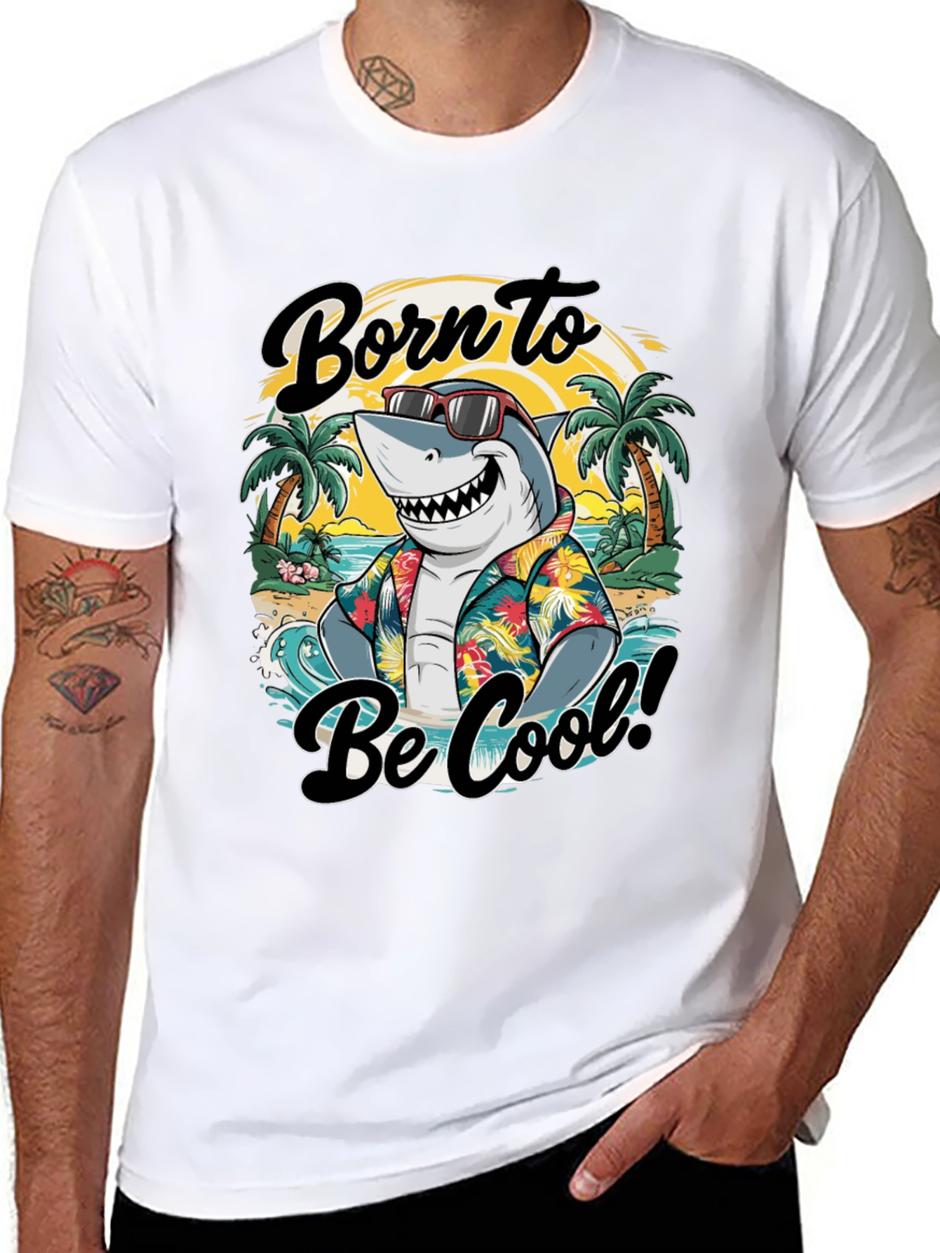 Born to Be Cool Shark Graphic T-Shirt