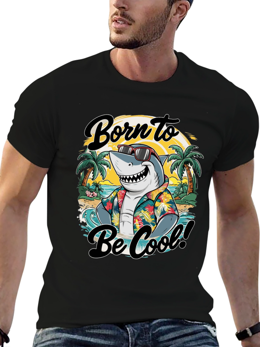 Born to Be Cool Shark Graphic T-Shirt