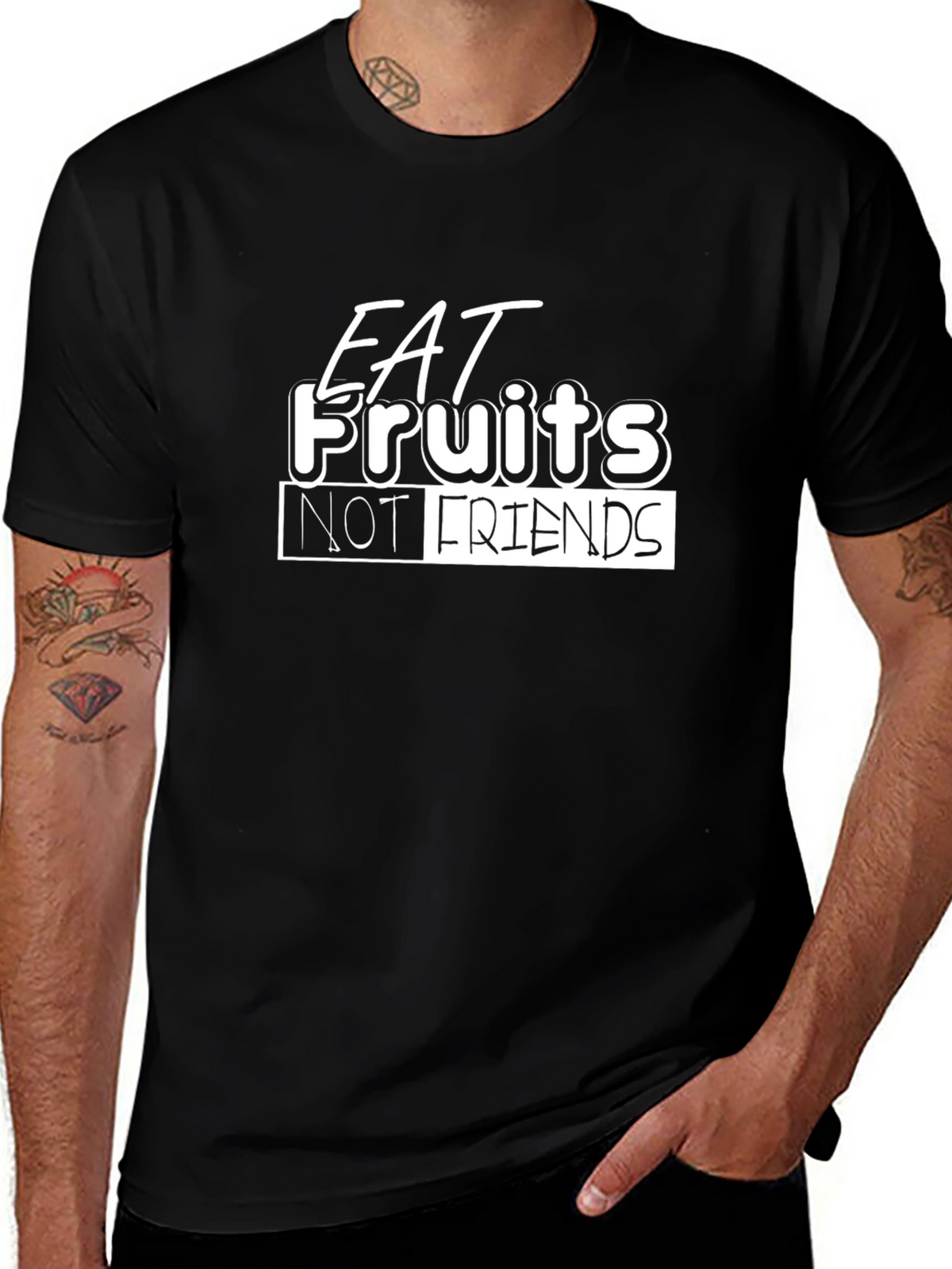 Eat Fruits Not Friends Black T-Shirt