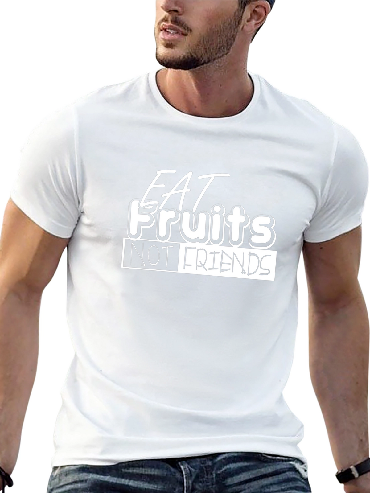 Eat Fruits Not Friends Black T-Shirt