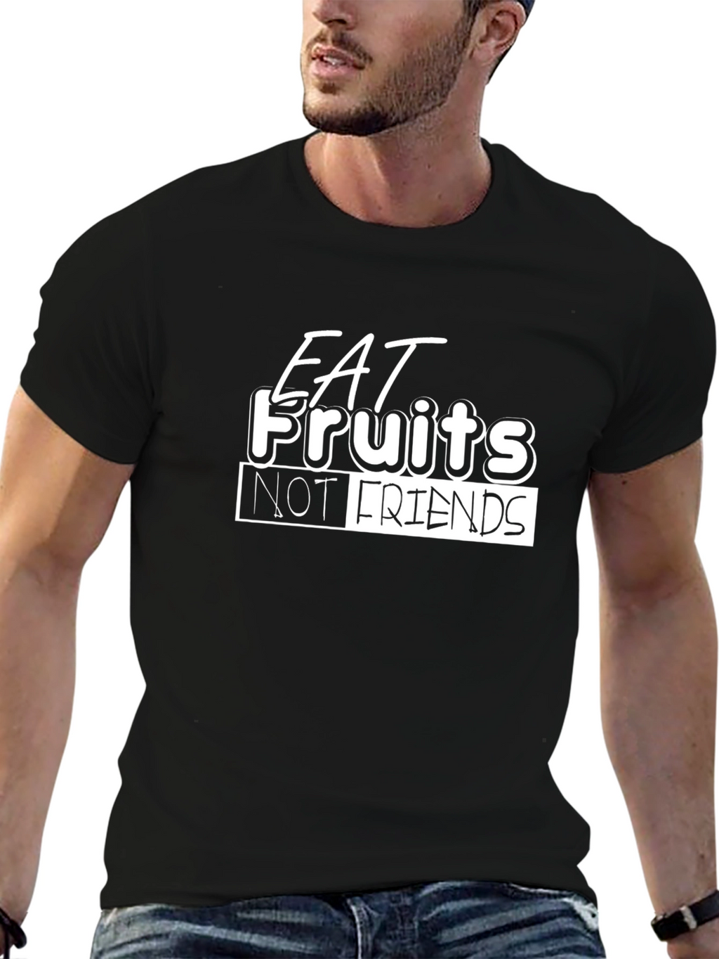 Eat Fruits Not Friends Black T-Shirt
