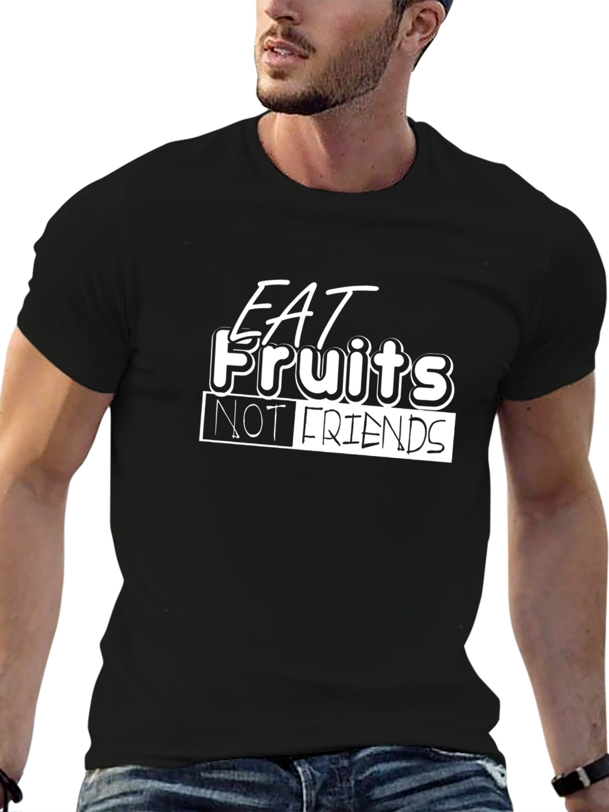 Eat Fruits Not Friends Black T-Shirt